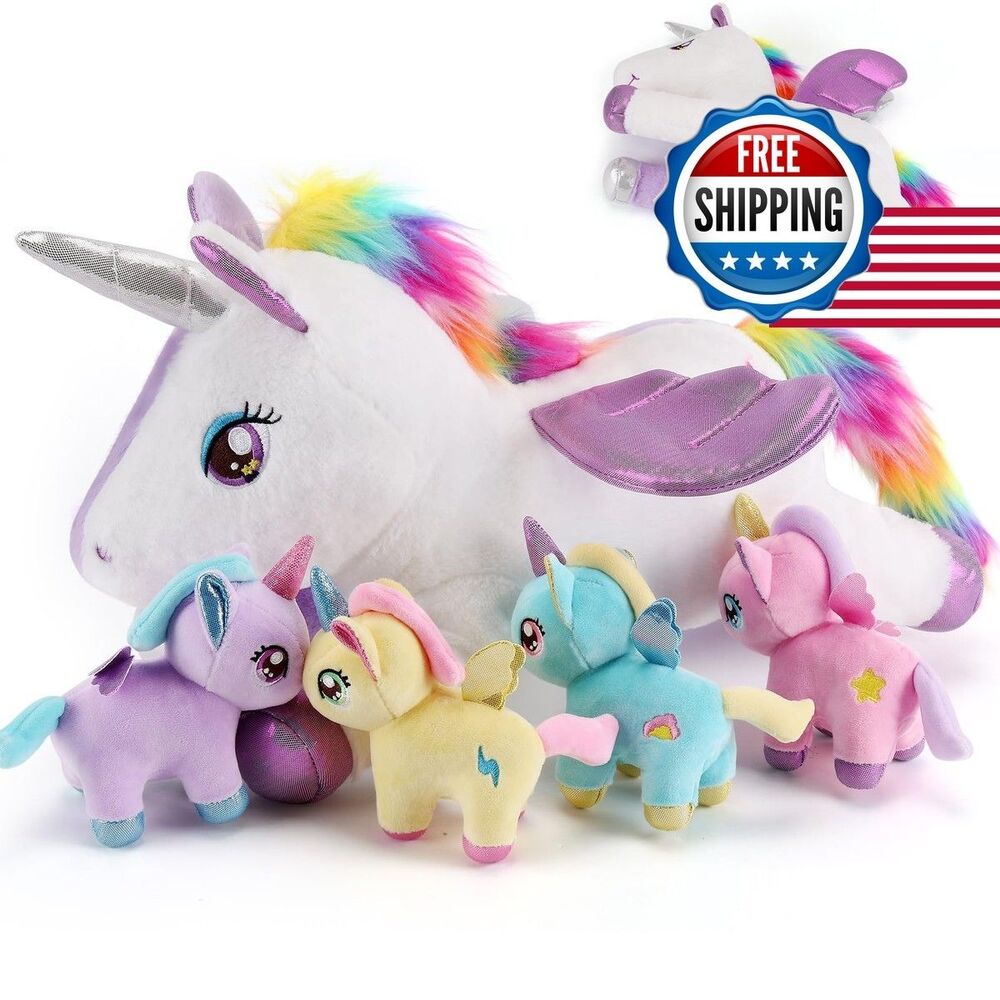 gnomantic Unicorn Stuffed Animals Babies Inside (Mommy 17 in. Babies 5 in.)